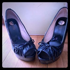 Michael Kors open toe black platform heels